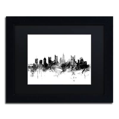 Michael Tompsett 'Columbus Ohio Skyline B&W' Matted Framed Art