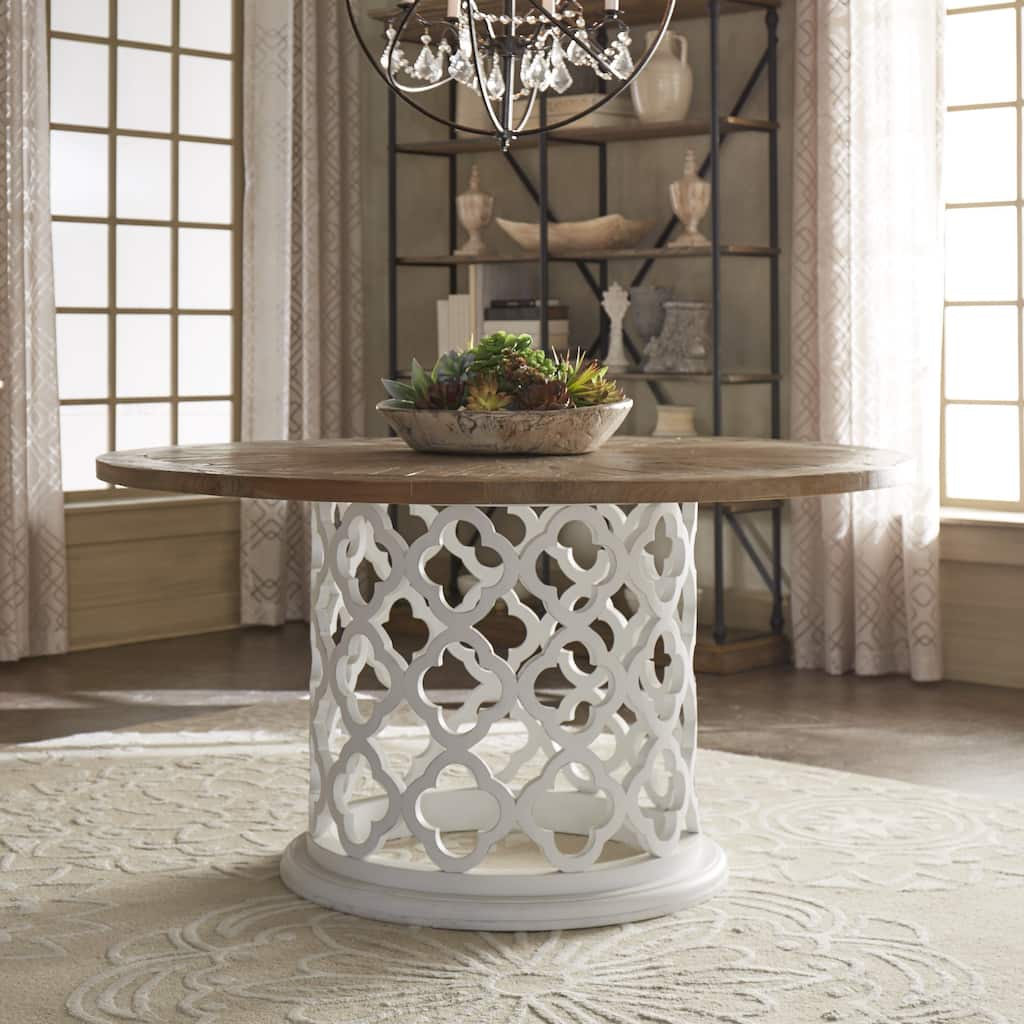 Vince Reclaimed Wood 60-inch Moroccan Trellis Drum Dining Table by iNSPIRE Q Artisan