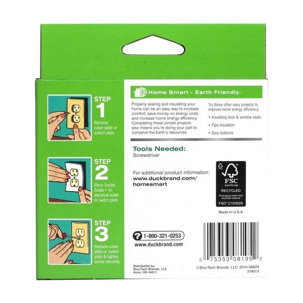 Duck Brand Socket Sealers Variety Pack 16 Outlet Sealers And 6 Switch Plates,