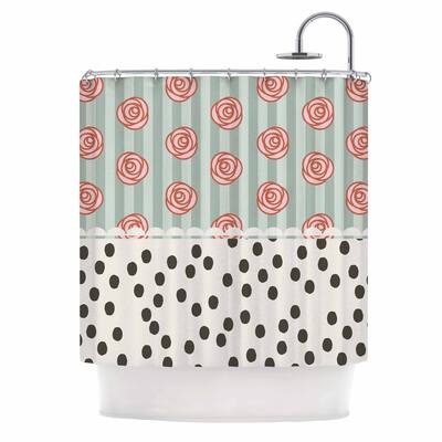 Kess InHouse Pellerina Design "Mismatch Romantic" Polkadot FloralShower Curtain, 69" x 70"