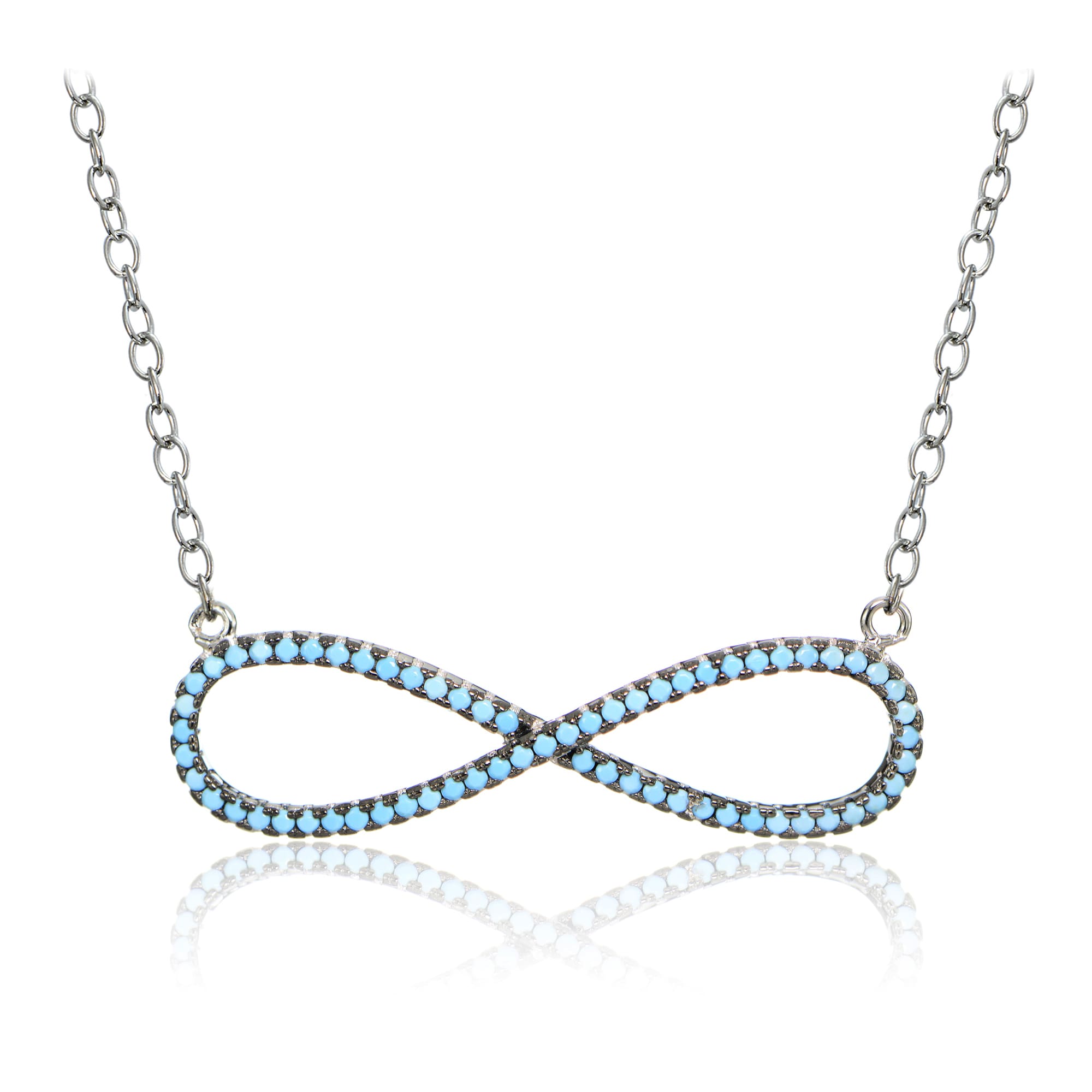 Nano Turquoise Infinity .925 Sterling Silver Pendant Necklace