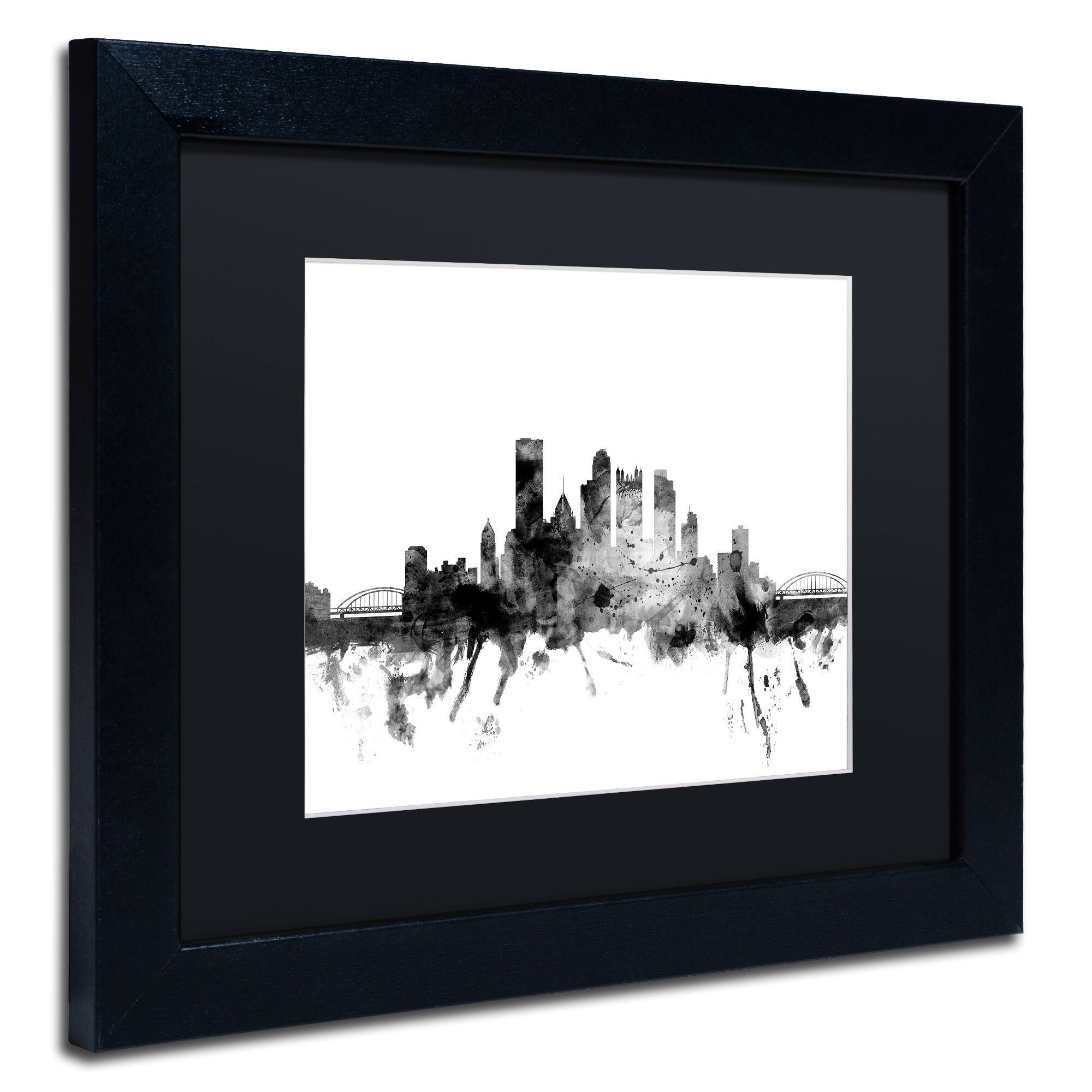 Michael Tompsett 'Pittsburgh PA Skyline B&W' Matted Framed Art - Bed ...