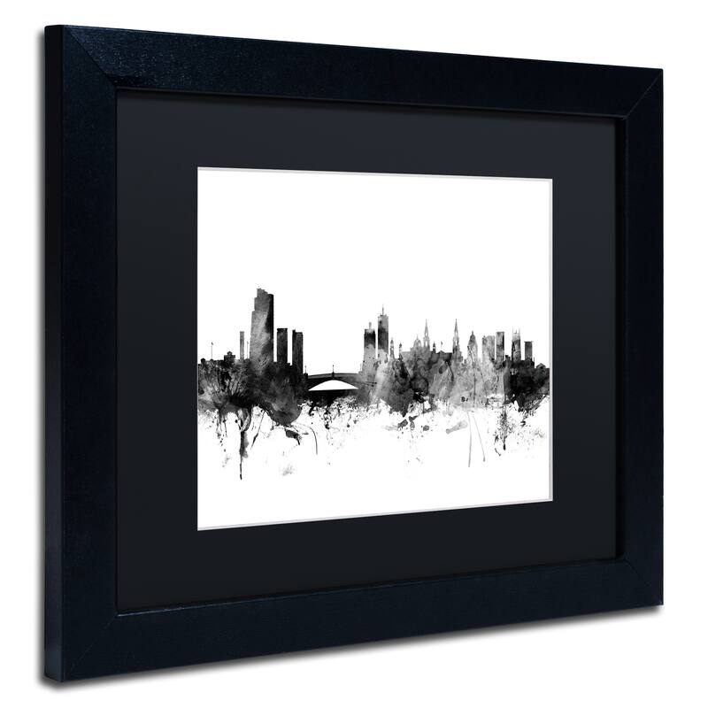 Michael Tompsett 'Leeds England Skyline B&W' Matted Framed Art