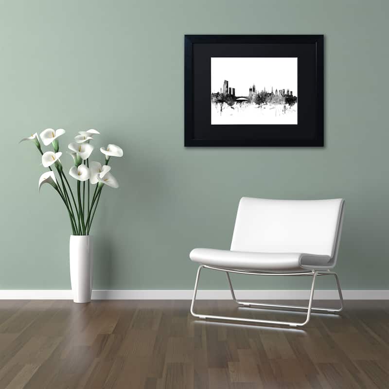 Michael Tompsett 'Leeds England Skyline B&W' Matted Framed Art
