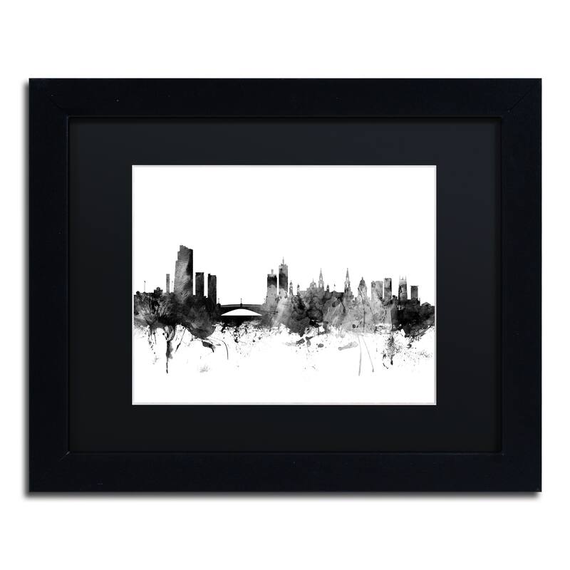 Michael Tompsett 'Leeds England Skyline B&W' Matted Framed Art