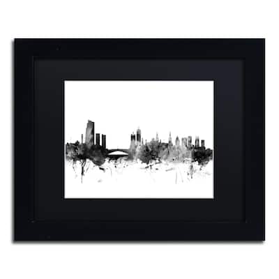 Michael Tompsett 'Leeds England Skyline B&W' Matted Framed Art