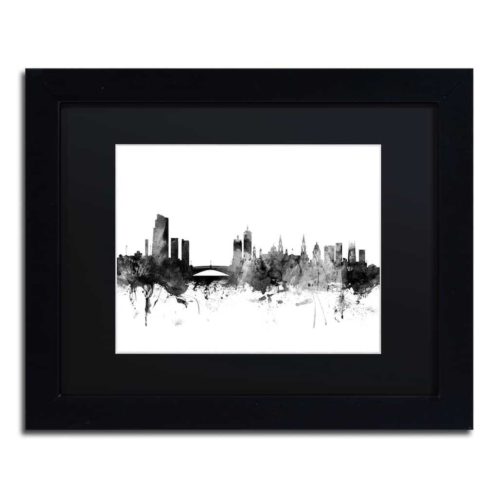 Michael Tompsett 'Leeds England Skyline B&W' Matted Framed Art