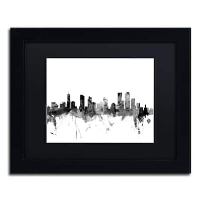 Michael Tompsett 'Denver Colorado Skyline B&W' Matted Framed Art