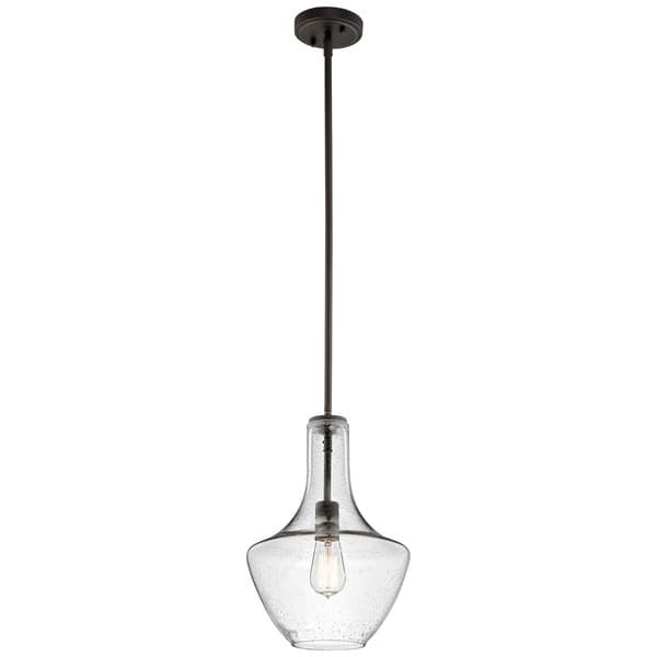 slide 2 of 2, Kichler Lighting Everly Collection 1-light Olde Bronze Pendant 10.5 inch Diameter