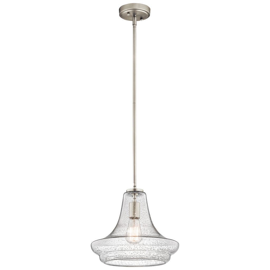 Kichler Lighting Everly Collection 1-light Brushed Nickel Pendant 12.5 inch Diameter