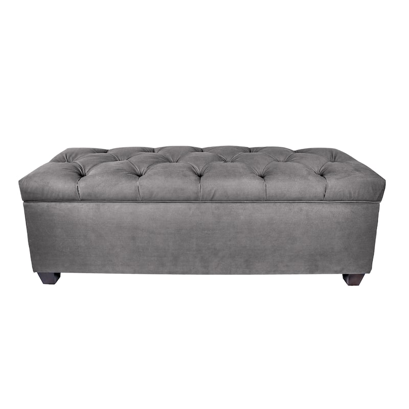 MJL Furniture-Sole Secret Obsession Diamond-tufted Shoe Storage Bench - Grey