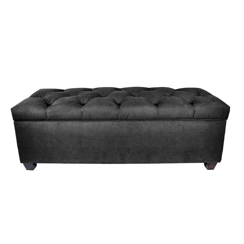 MJL Furniture-Sole Secret Obsession Diamond-tufted Shoe Storage Bench - Charcoal