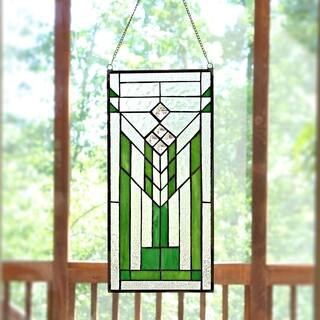 Stained Gl Panels Online At Our Best Window Mission Green And Clear Stained Gl 19 5 Inch Window Panel