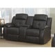preview thumbnail 3 of 5, AC Pacific Troy Brown Bonded Leather 2-piece Power Sofa and Loveseat Living Room Set