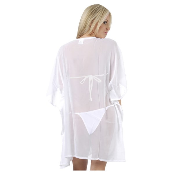 white chiffon beach cover up