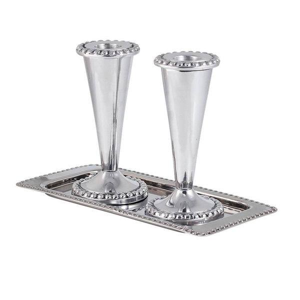 Polished Aluminum Beads Candlestick Set and Tray Bed Bath & Beyond