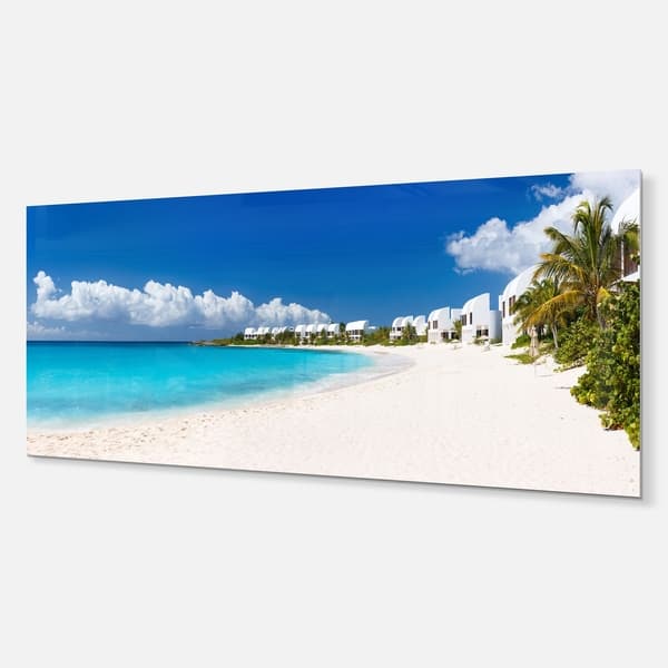 Designart Caribbean Beach Panorama Landscape Photo Metal Wall Art Overstock 12101037