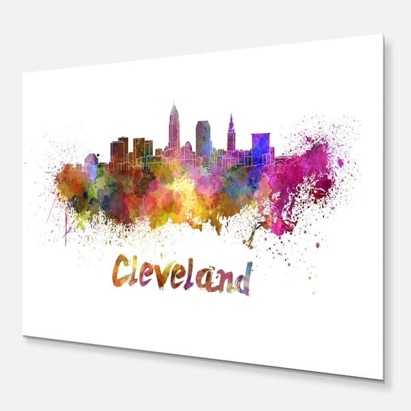 Shop Designart Cleveland Skyline Cityscape Metal Wall Art Overstock 12101082