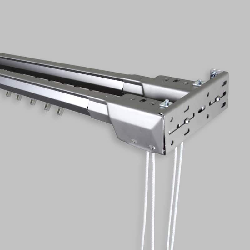 InStyleDesign Silver Heavy Duty Traverse Double Rod - Center Open