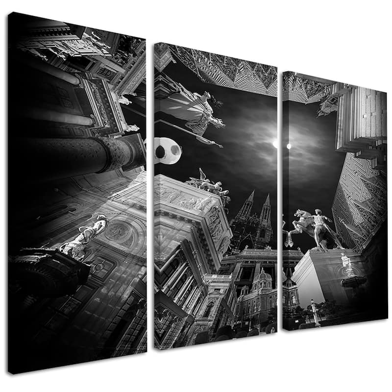 Vienna Top View Collage - Landscape Art Canvas Print - Black