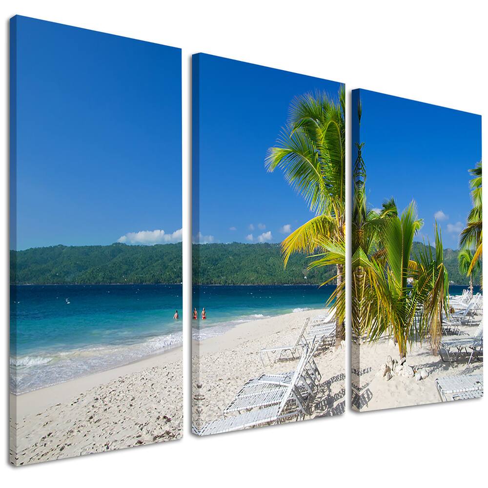 Beach Coconut Palms in Wind Seashore Large wall art canvas On Sale