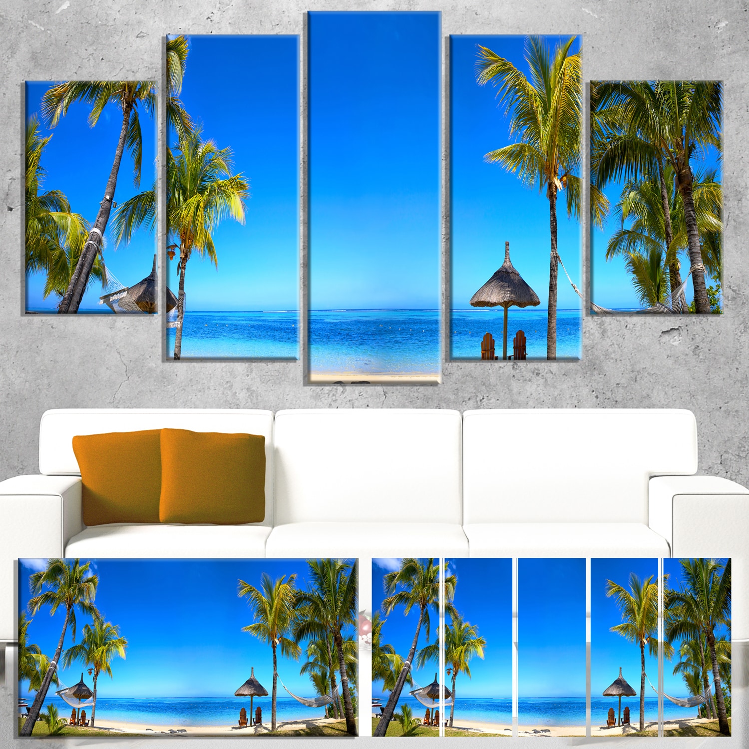 Mauritius Beach With Chairs Seashore Photography Canvas Mini Ebay