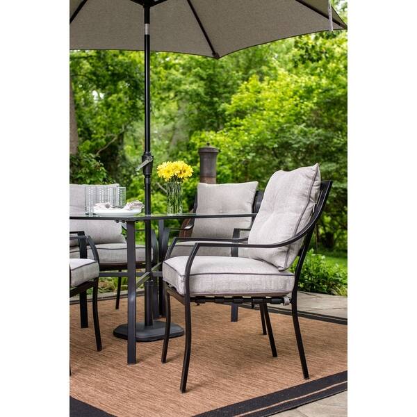 Shop Black Friday Deals On Hanover Outdoor Lavdn7pc Su Lavallette Grey Aluminum 7 Piece Outdoor Dining Set With Table Umbrella And Base Overstock 12102073