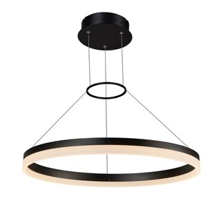 VONN Lighting VMC31650BL Tania 24-inch LED Modern Circular Chandelier in Black (1 to 3 - Dimmable/Energy Efficient/Sloped Ceiling Adaptable - Black - - Chandeliers For Bedrooms by Overstock.com