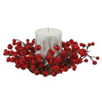 Vickerman Red Plastic/Styrafoam 10-inch Mixed Berry Candle Ring