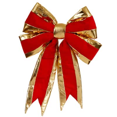 Vickerman Red/Gold Trim 16-inch x 19-inch Structured Bow