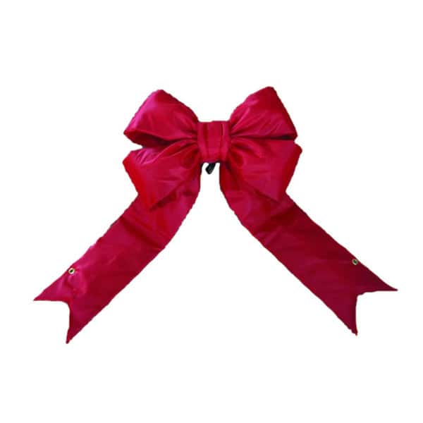 slide 1 of 1, Vickerman Red Nylon 18-inch x 23-inch Outdoor Bow with 6-inch Ribbon