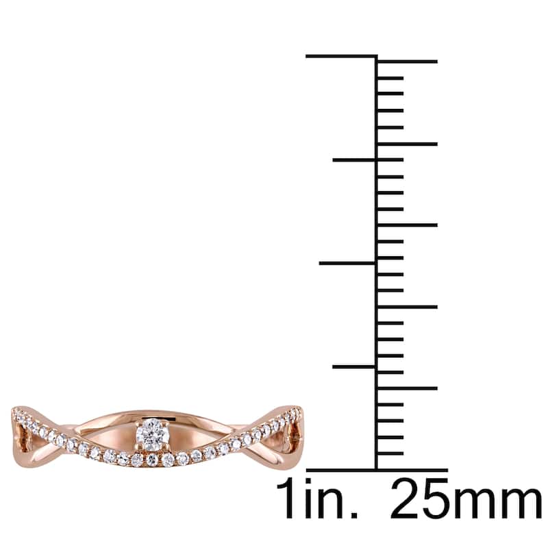 Miadora 14k Rose Gold 1/6ct TDW Diamond Twist Promise Ring - White