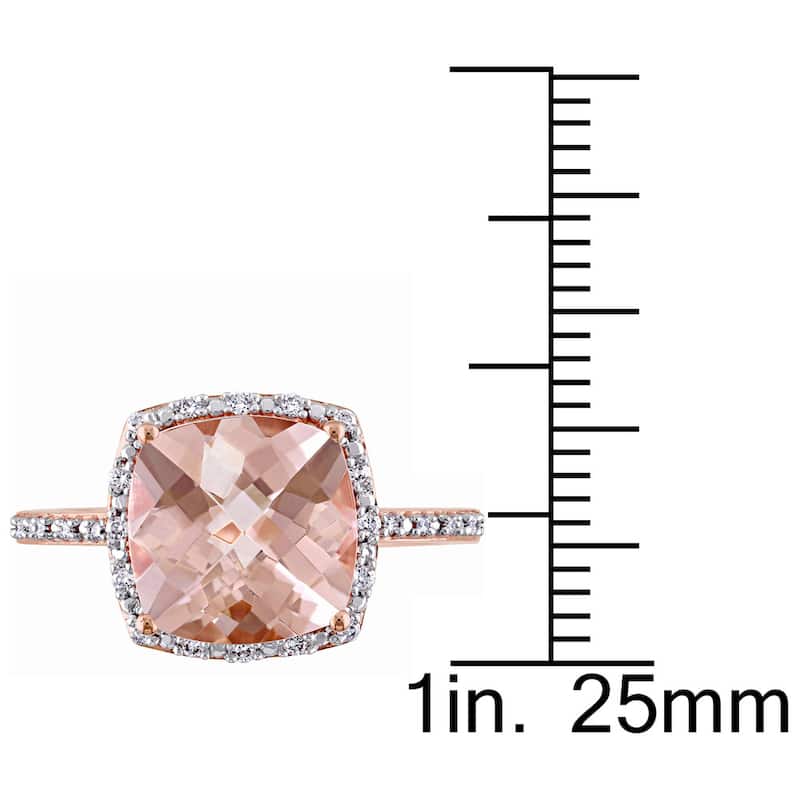 Miadora Signature Collection 14k Rose Gold 1/10ct TDW Diamond and Morganite Ring (G-H, I1-I2)