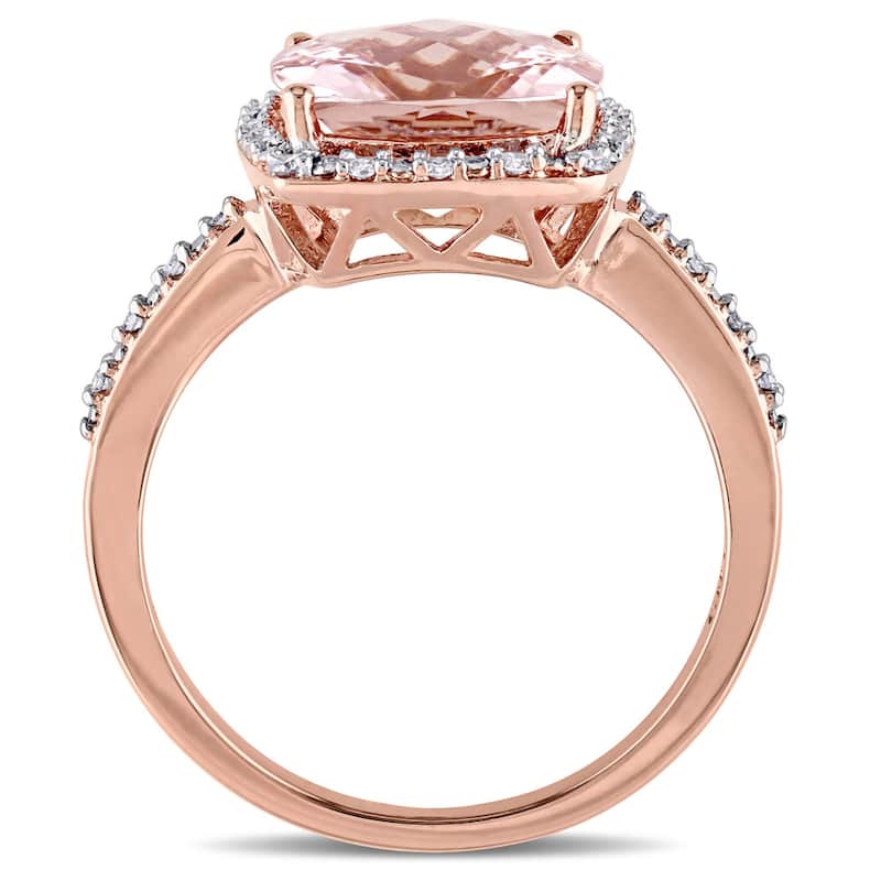 Miadora Signature Collection 14k Rose Gold 1/10ct TDW Diamond and Morganite Ring (G-H, I1-I2)