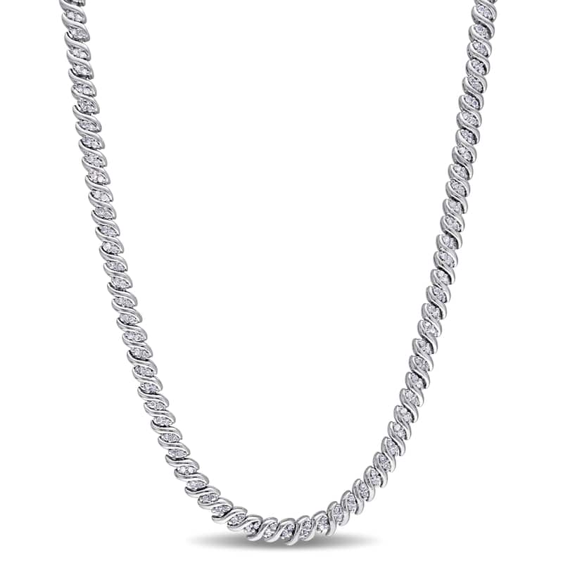 Miadora Sterling Silver 1ct TDW Diamond Braided Necklace