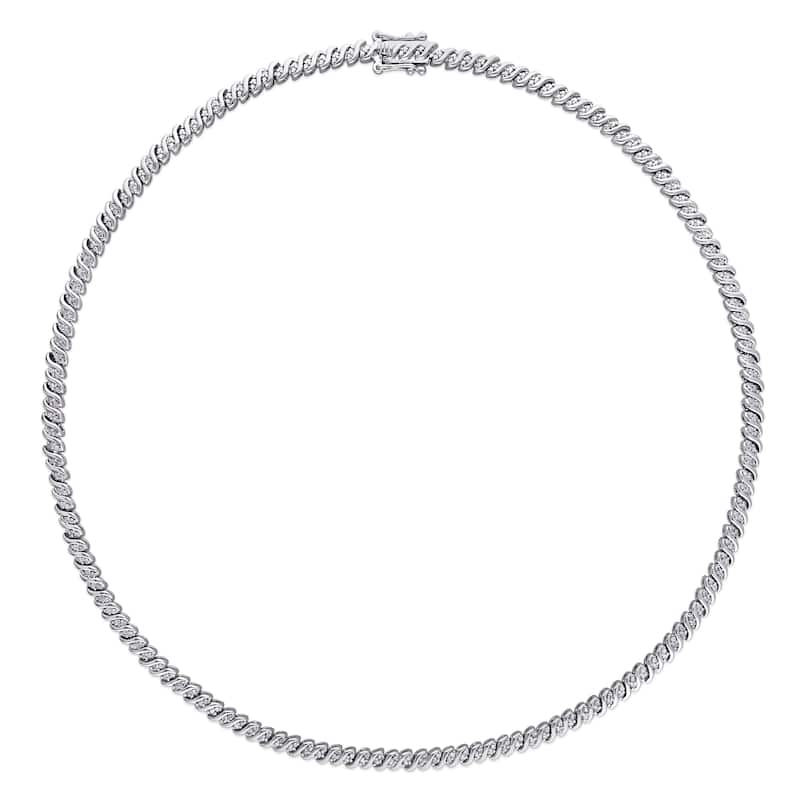 Miadora Sterling Silver 1ct TDW Diamond Braided Necklace