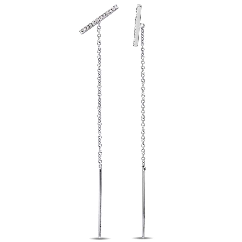 Miadora 14k White Gold 1/10ct TDW Diamond Threader Earrings