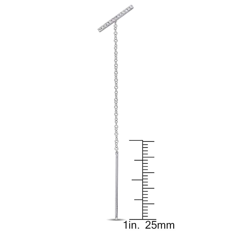 Miadora 14k White Gold 1/10ct TDW Diamond Threader Earrings