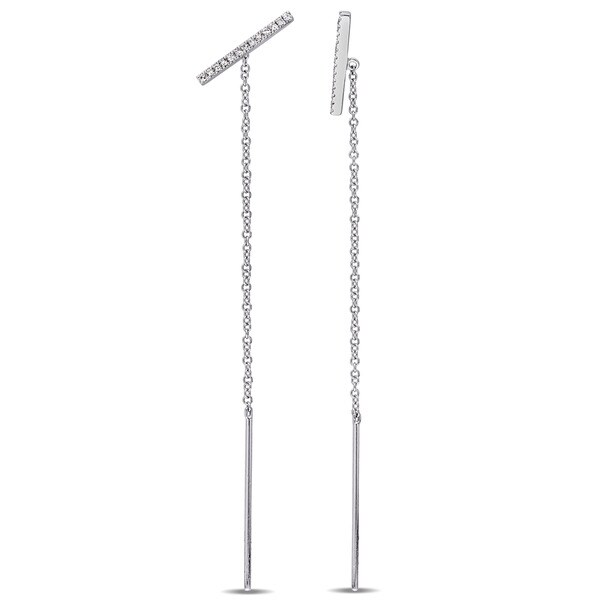Miadora 14k White Gold 1 10ct Tdw Diamond Threader Earrings Miadora 14k White Gold 1 10ct Tdw Diamond Threader Earrings