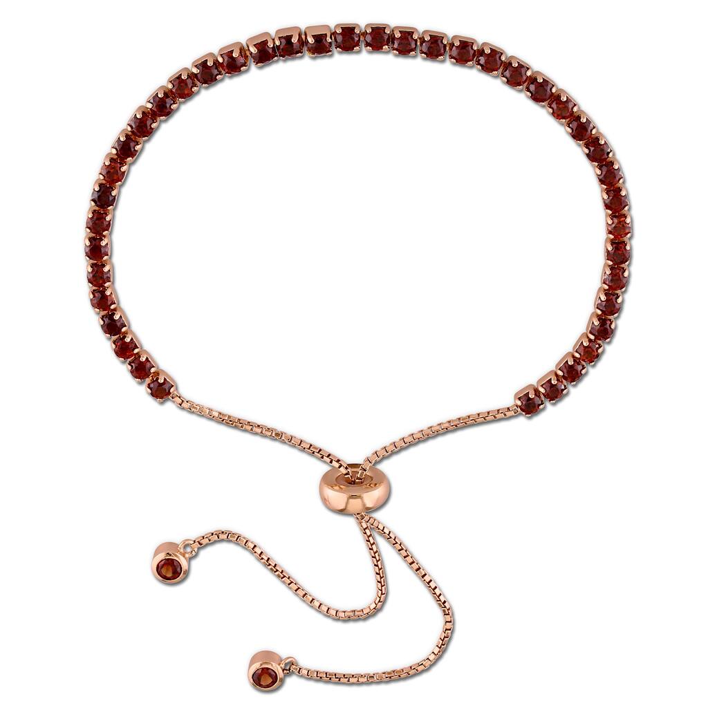 Miadora Rose Plated Sterling Silver Garnet Adjustable Slider Bracelet