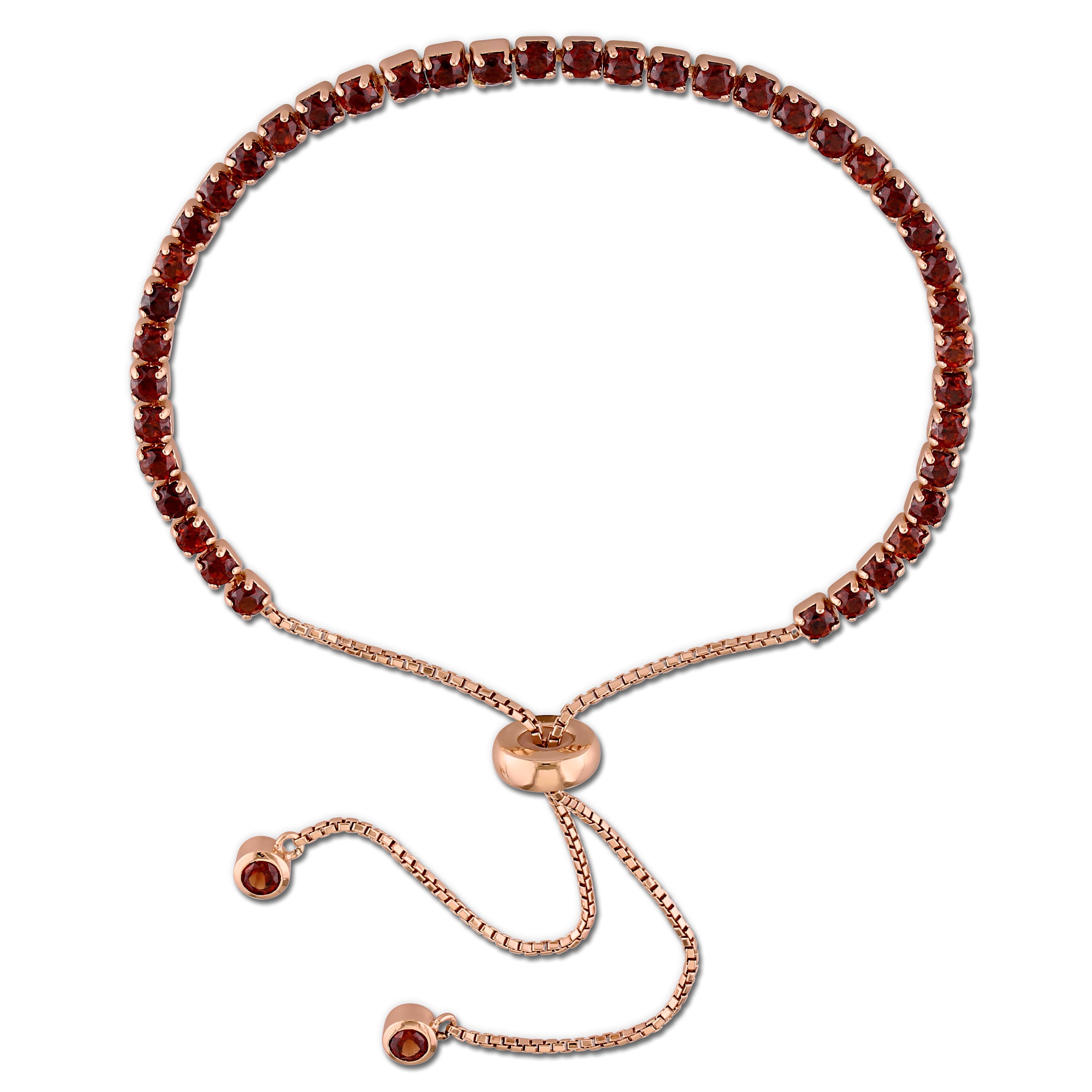 Miadora Rose Plated Sterling Silver Garnet Adjustable Slider Bracelet