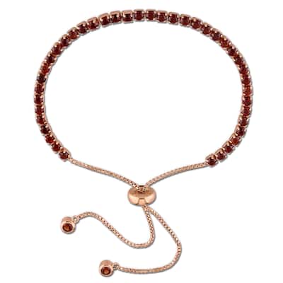 Miadora Rose Plated Sterling Silver Garnet Adjustable Slider Bracelet