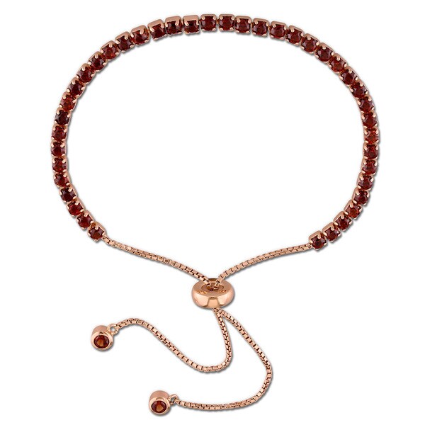 Miadora Rose Plated Sterling Silver Garnet Adjustable Slider Bracelet. Opens flyout.
