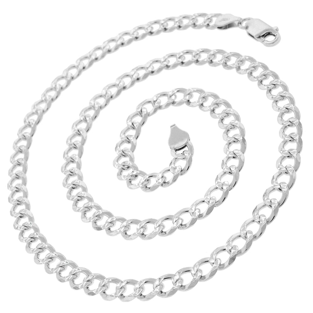 Men Curb Chain 925 Sterling Silver Plated Necklace 16-24" 4MM 6MM 8MM Women Gift 