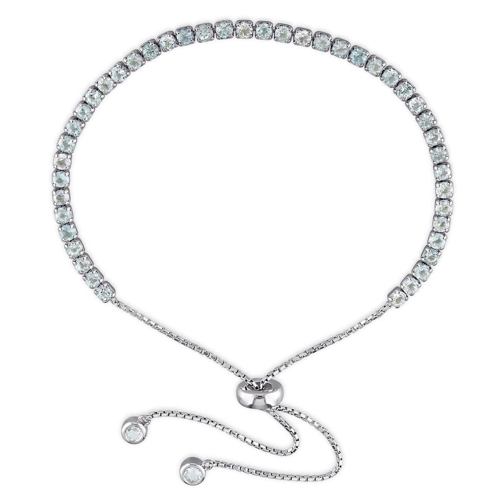 Miadora Sterling Silver Blue Topaz Adjustable Slider Bracelet
