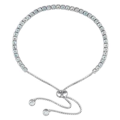 Miadora Sterling Silver Blue Topaz Adjustable Slider Bracelet