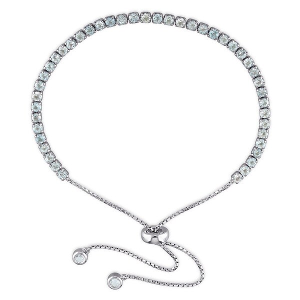 Miadora Sterling Silver Blue Topaz Adjustable Slider Bracelet. Opens flyout.