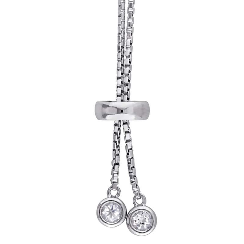 Miadora Sterling Silver White Topaz Adjustable Slider Bracelet