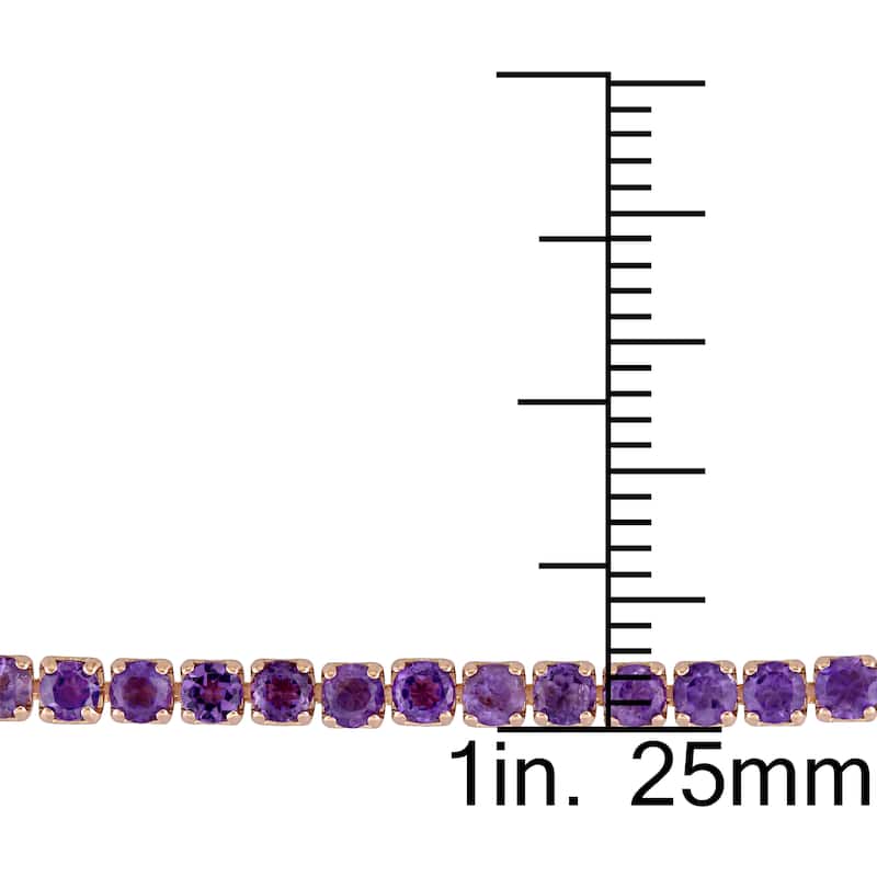 Miadora Rose Plated Sterling Silver Amethyst Tassel Adjustable Slider Bracelet - Purple