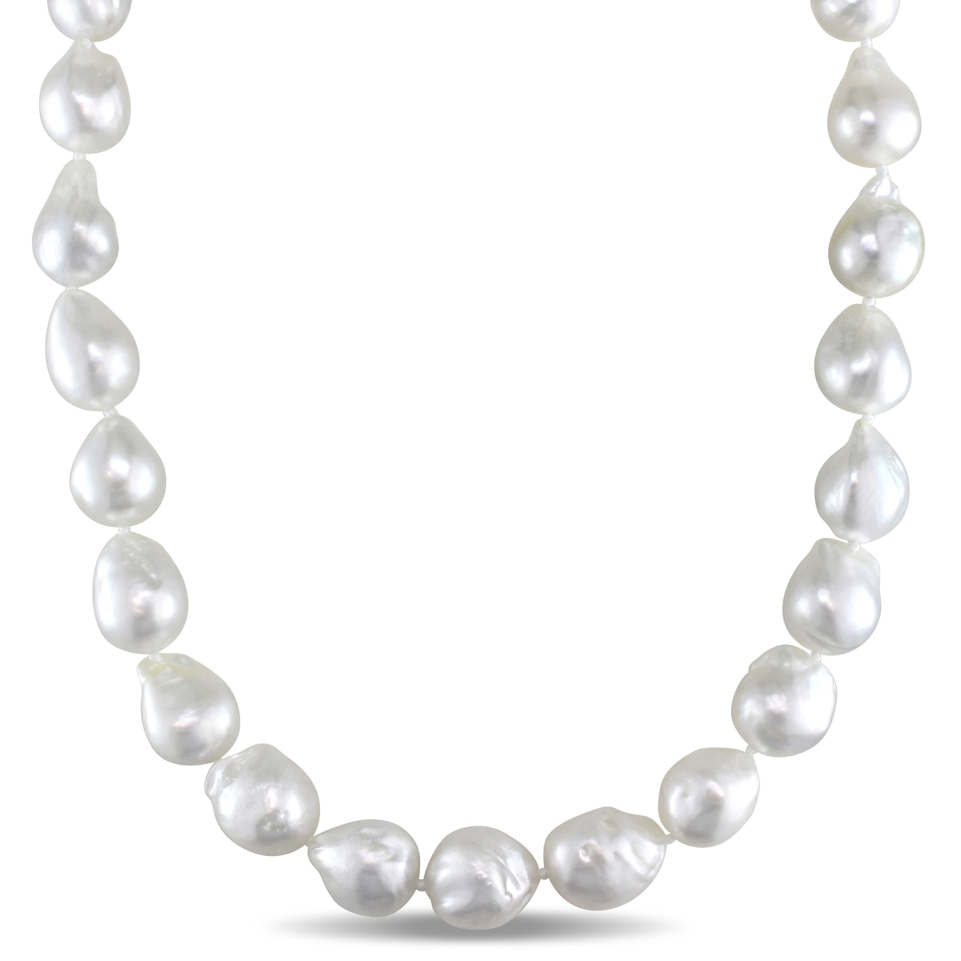 14K Gold clasp 10-11MM White South Sea Round Pearl Necklace 18 inch